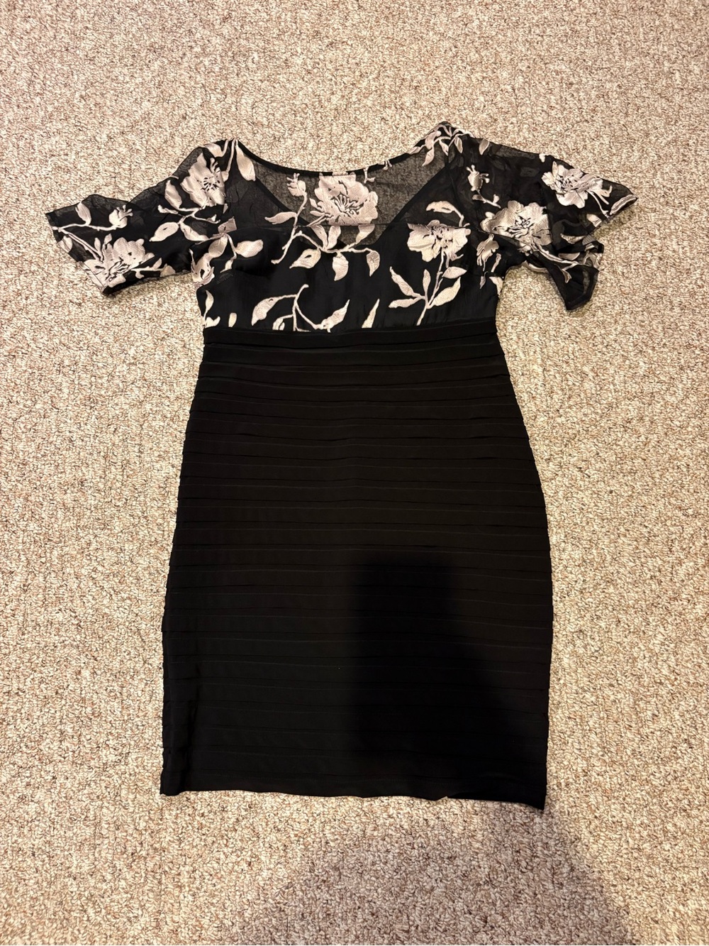 Scarlett Black Dress with White Floral Bodice